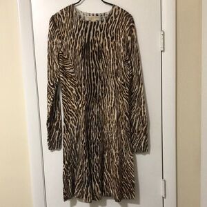 Michael Kors Brown and Black Long Sleeve Dress